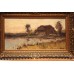 Schilderij  Haar F (20ᵉ eeuw)18 12 1884-13 12 1966 olieverf op doek in vergulde ornamenten lijst 
Vaart bij boerderij