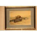 Bouwman (20ᵉ eeuw) aquarel in lijst   Afgemeerd vletje