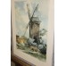 Lubbeling G (20ᵉ eeuw) Ingekleurde ets in lijst met glas 
Molen in dorp