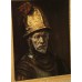 (20ᵉ eeuw) Olijverf op doek in versierde ornamenten lijst Soldaat met helm