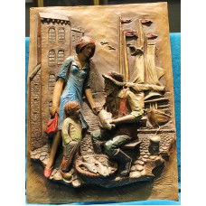 ASP Earthenware (20ᵉ century)
Wall Plaque fisherman family fishing