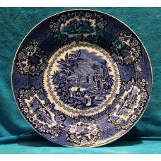 Petrus Regout  Maastricht Aardewerk  (20ᵉ eeuw) Sierbord
Met transfer blauw decor landschapsdecor