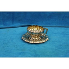 Oostenrijk  Zilver  (1867-1872)Kop en schotel geribd gebombeerd