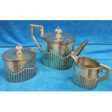 Schoonhoven Zilver (1905)Victoriaans ovaal theeservies in Engelse stijl met godrons