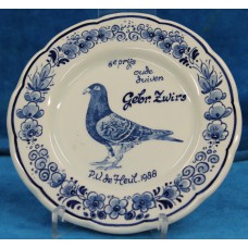Delfts Blauw Aardewerk   (20ᵉ eeuw) SierbordPrijsbord  met decor van een duif