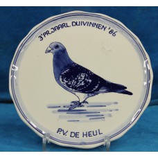 Delfts Blauw Aardewerk   (20ᵉ eeuw) SierbordPrijsbord  met decor van een duif
