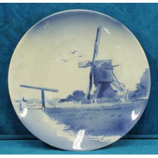 Duitsland Blauw aardenwerk (20ᵉ eeuw) SierbordDecor van een molen