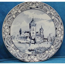 Delft Blauw aardewerk (20ᵉ eeuw) Sierbord Sjabloon decor van Kerk