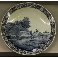 Boch naar J Sonneville Blauw aardewerk (20ᵉ eeuw) Sierbord
Huis in wei