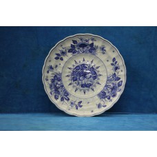 Porceleyne Fles Blauw aardewerk (20ᵉ eeuw) Sierbord Met bloem decor
