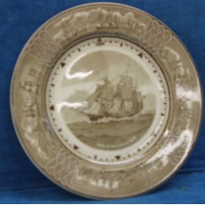 Wenen Porselein  (20ᵉ eeuw) Sierbord
Decor van een zeilboot (Clipper)