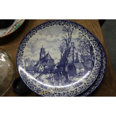 Chemkela Transfer blauw Aardewerk (20ᵉ eeuw) Sierbord Winter IJspret