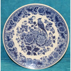 Royal Delft Blue (20ᵉ eeuw) Sierbord Decor bloemen en pauw