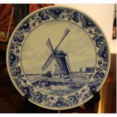 Heineken Brewery (20ᵉ eeuw) Sierbord Blauw Molen met rand decor bloemen
