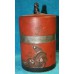 Japans (19ᵉ eeuw) Tin Cilindervormige Theebus rood laqué met shishe deksel knopje 15 x Ǿ 9 cm