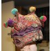 Noord Chinees/Tibetaans  (20ᵉ eeuw) Stof Muts met appliques