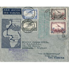 België 1ste vlucht brief naar Élisabethville - Belgisch Congo 1935